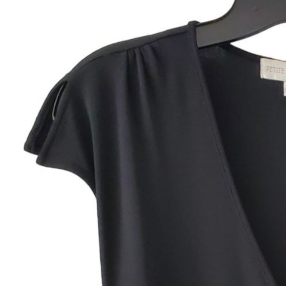 Petite Sophisticate V-Neck Surplice Midi Sheath Dress | Like New | XSP | Black - Picture 7 of 10